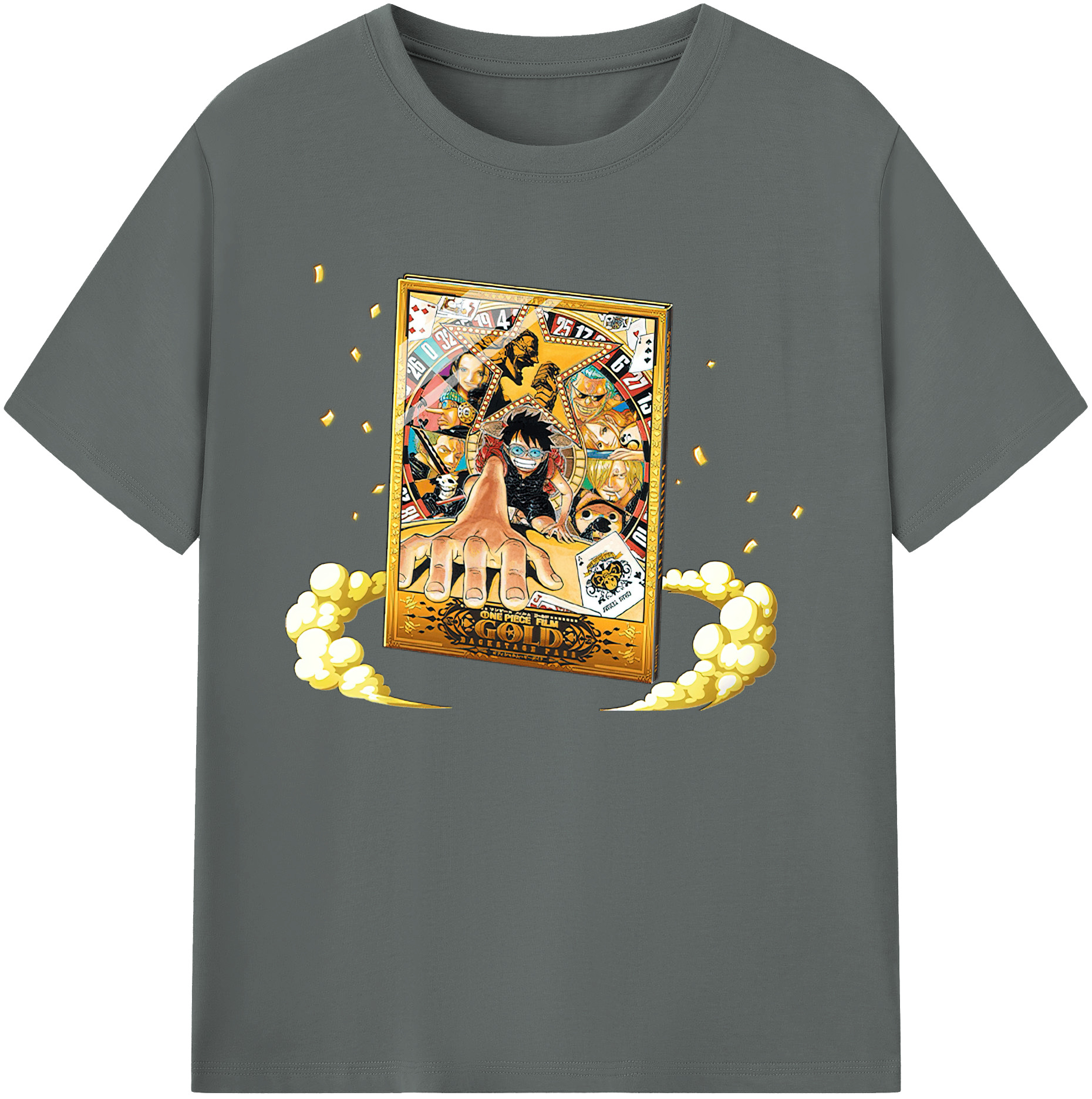ワンピース モンキー・D・ルフィ ONE PIECE Monkey D. Luffy 綿100％ メンズ半袖Tシャツ｜肌触りやわらか＆通気性